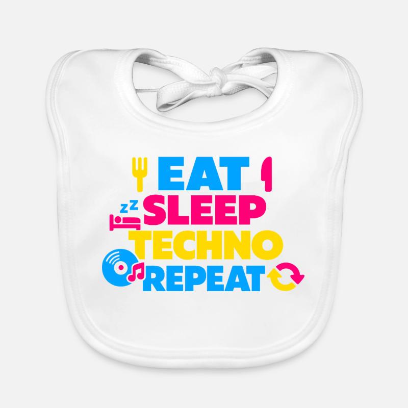 Eat Sleep Techno Repeat Farbexplosion Baby Bio-Lätzchen