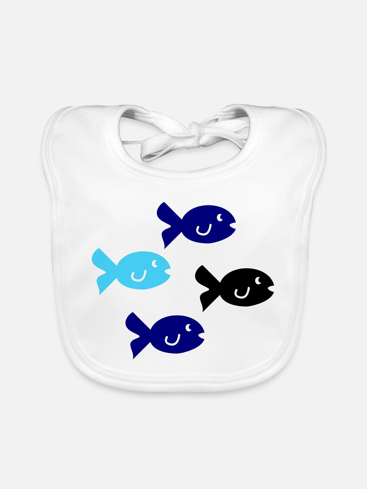 Silhouette des Poissons - Bavoir bio Bébé - blanc - Devant