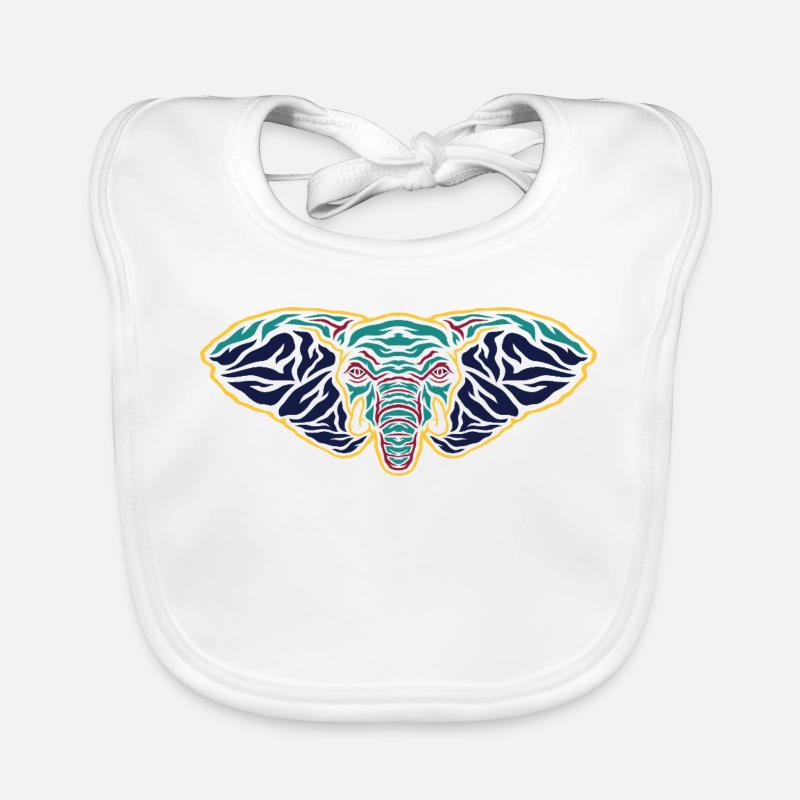 Psychedelischer Elefantenkopf Baby Bio-Lätzchen