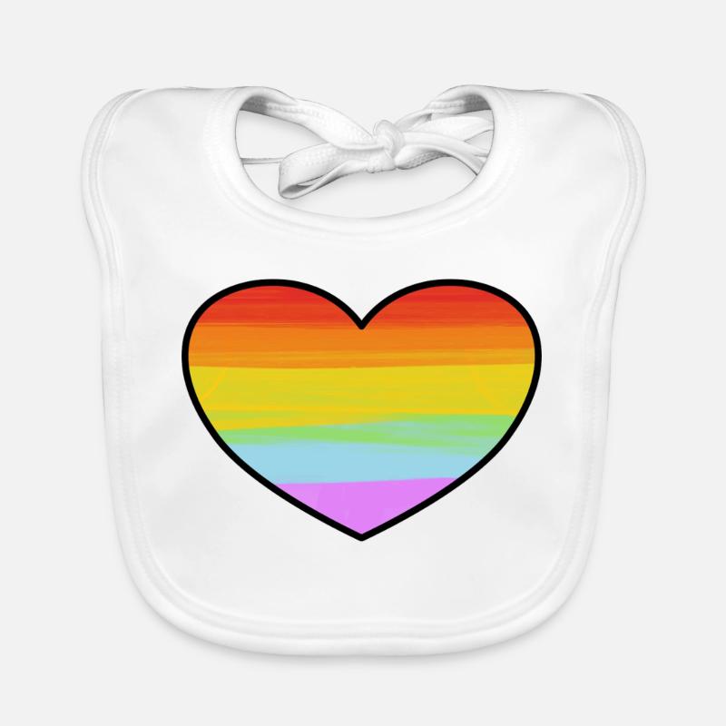 Rainbow Pride Heart Organic Baby Bibs