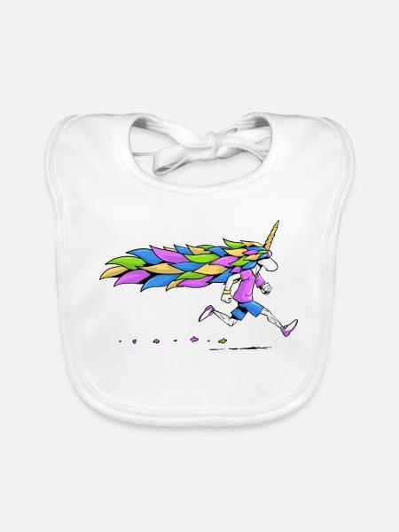 Unicorn Runner - Organic Baby Bibs - white - Front