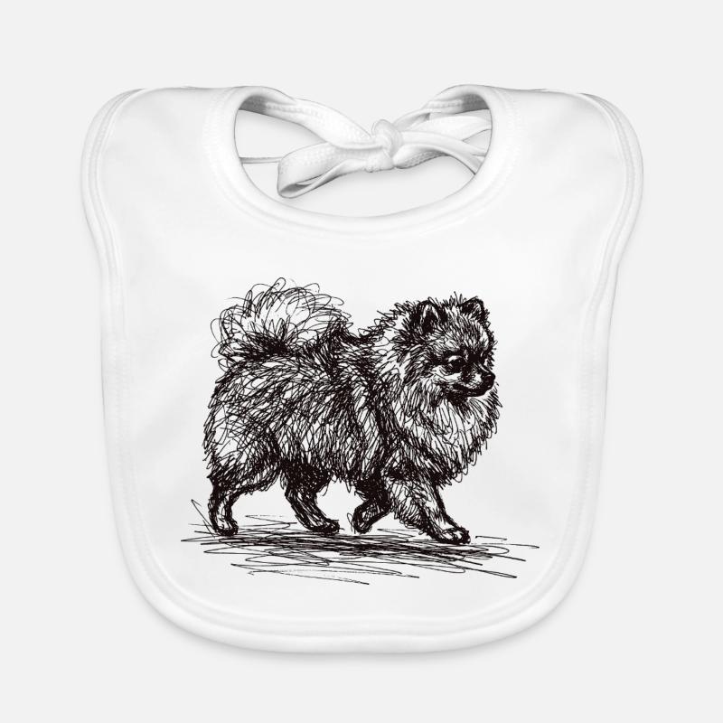 Pomeranian Sketch – Minimalist Dog Design Organic Baby Bibs