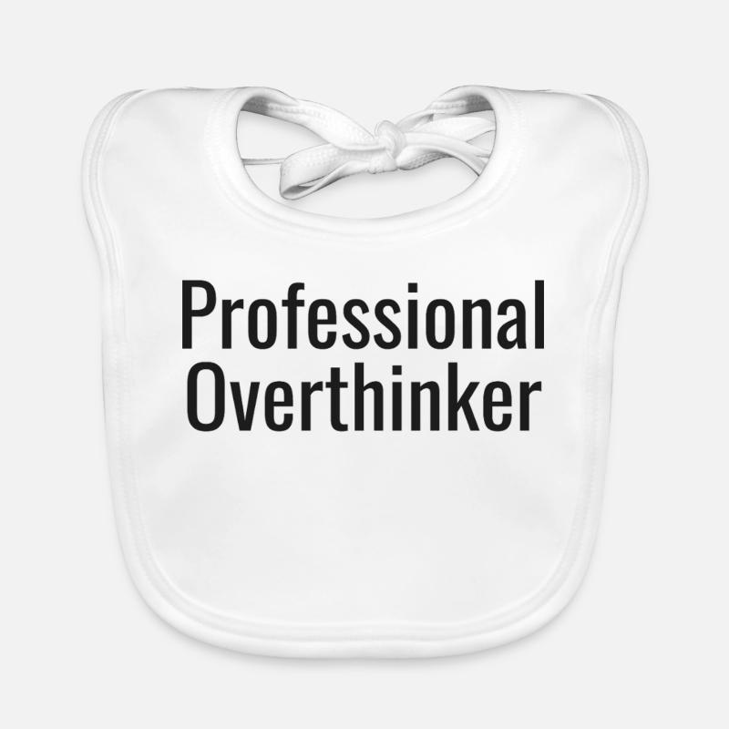 Overthinker tee | Funny Anxiety Gift - Organic Baby Bibs - white