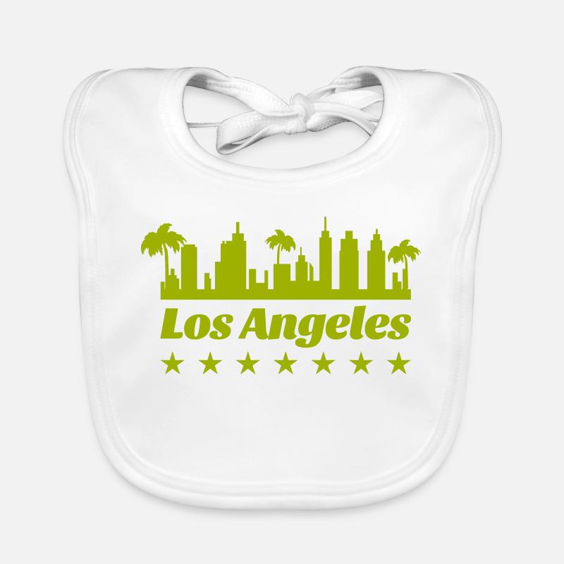 Los Angeles Skyline Palm Trees Silhouette Organic Baby Bibs