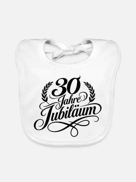 30 Jahre Jubiläum Lorbeer Schwarz - Baby Bio-Lätzchen - Weiß - Vorne