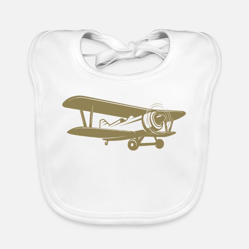 Doppeldecker Pilot Retro Minimalistisch Baby Bio-Lätzchen