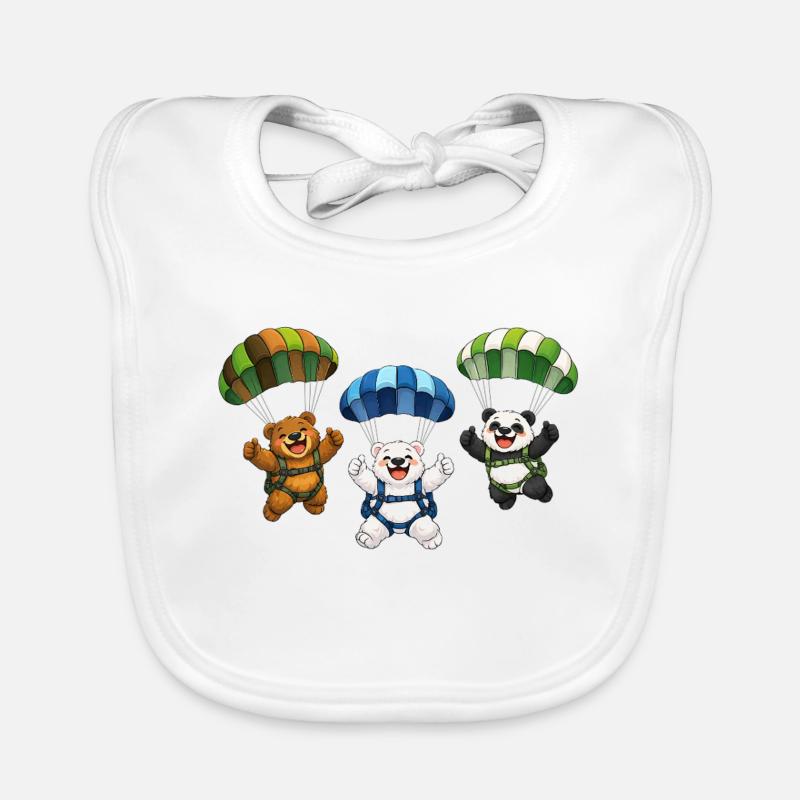 Trois ours sautent en parachute Bavoir bio Bébé