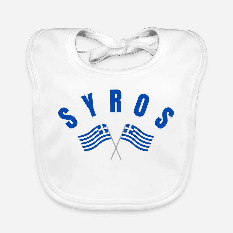Drapeaux grecs de Syros - Bavoir bio Bébé - blanc
