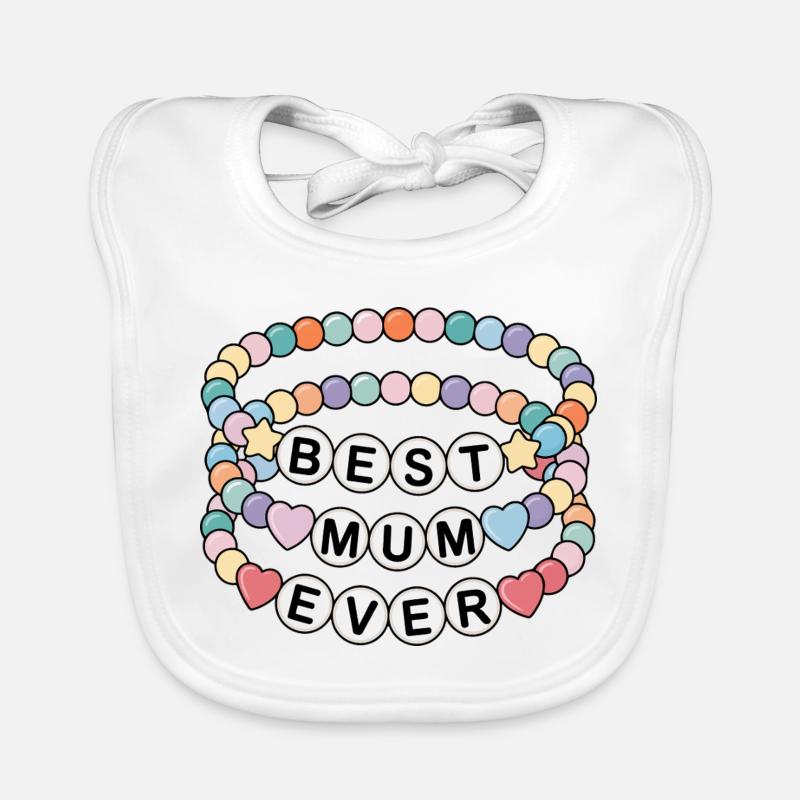 Beste Mama Ever - Perlenkette für Muttertag Baby Bio-Lätzchen