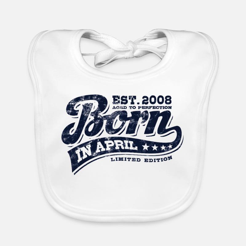 Born in April 2008 - Geburtstag - Geschenk Baby Bio-Lätzchen