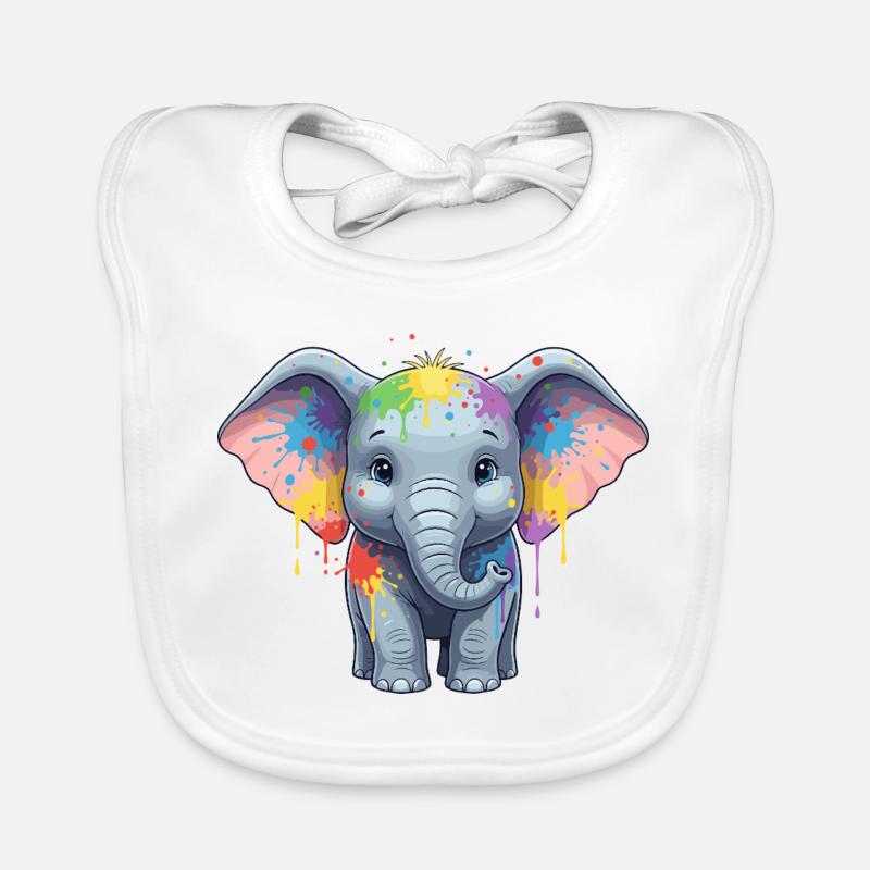 Colorful Elephant Splash Organic Baby Bibs