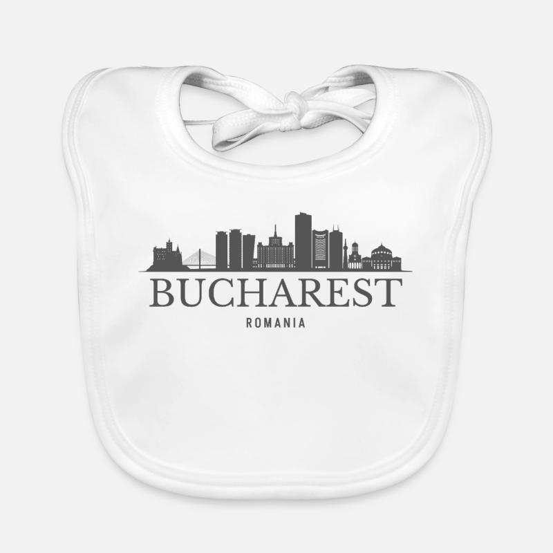 Silhouette de Bucarest Roumanie et silhouette de Bucarest Bavoir bio Bébé