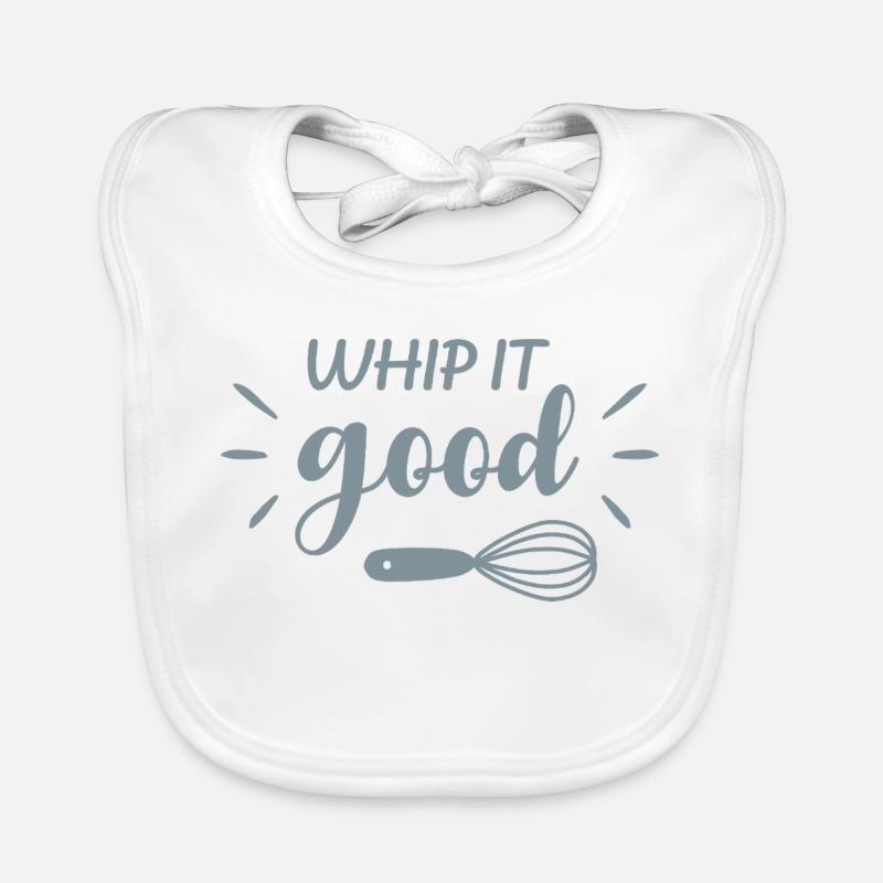 Whip It Good Funny Baking Quote Retro Design Organic Baby Bibs
