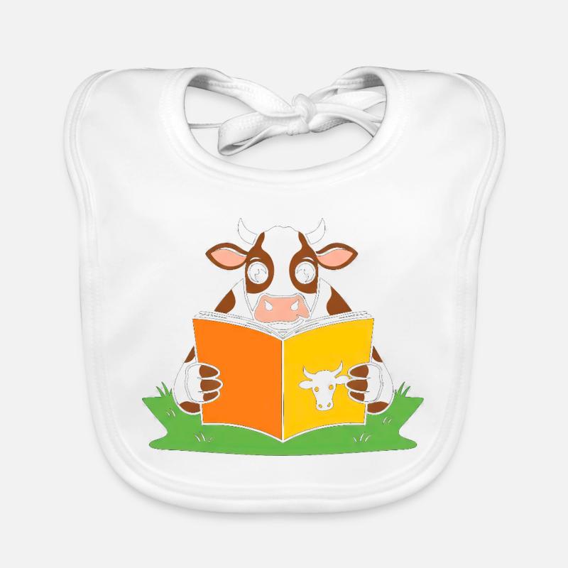 Reading cow in ribbon Organic Baby Bibs