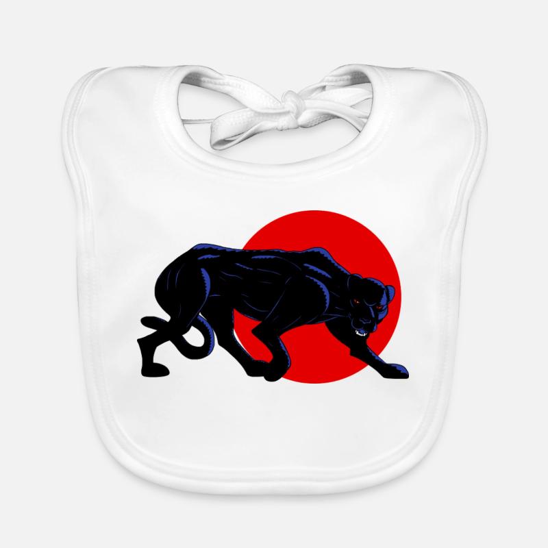 Panthère noire sur cercle rouge Organic Baby Bibs