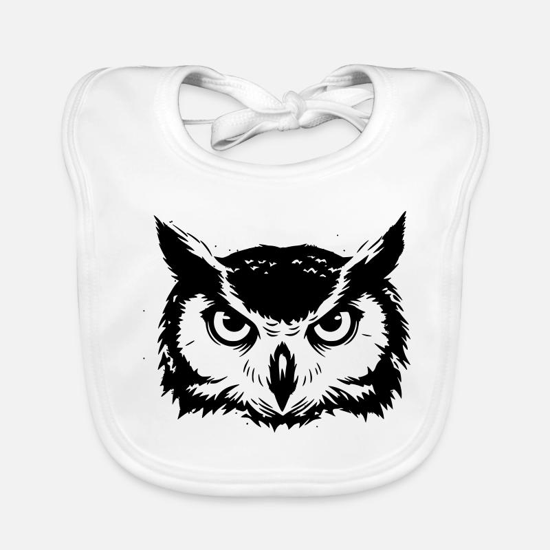 Owl Head Eagle Owl Silhouette Organic Baby Bibs