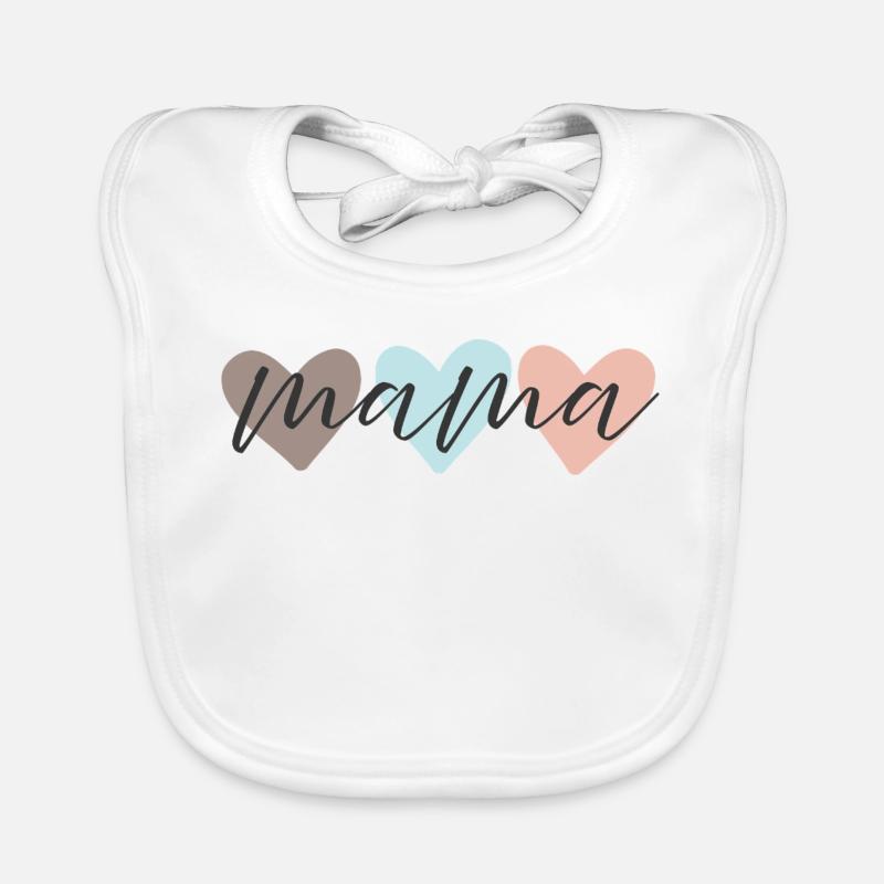Mama Love Pastel Hearts Font Organic Baby Bibs