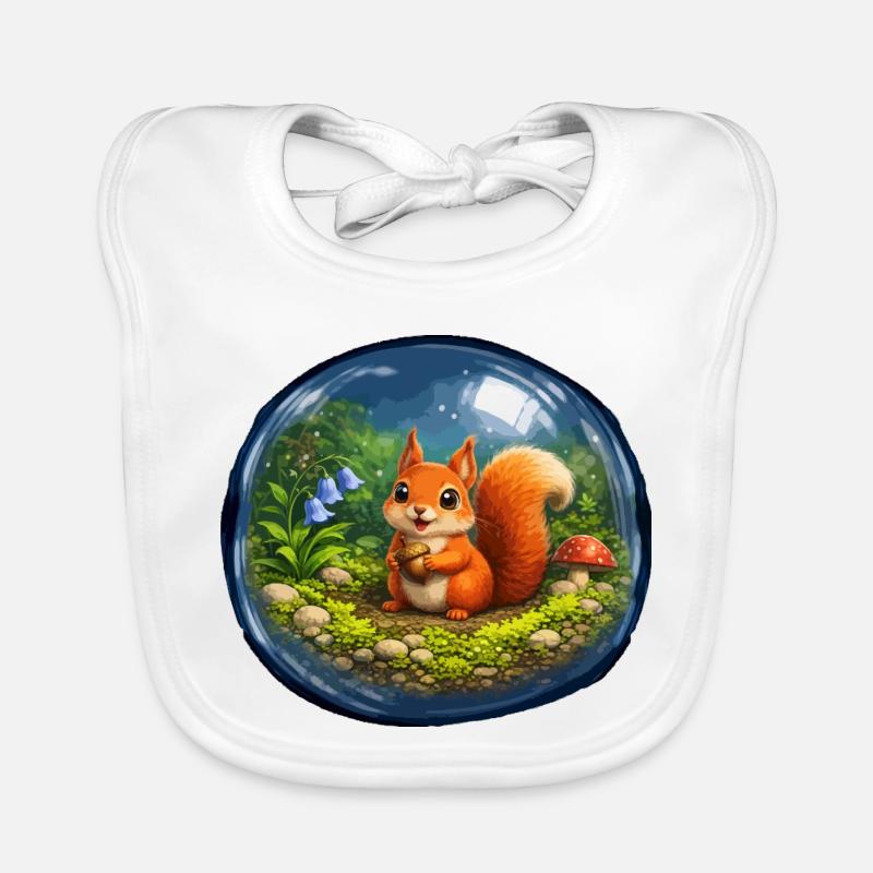 Märchenhörnchen in Glaskugel Baby Bio-Lätzchen