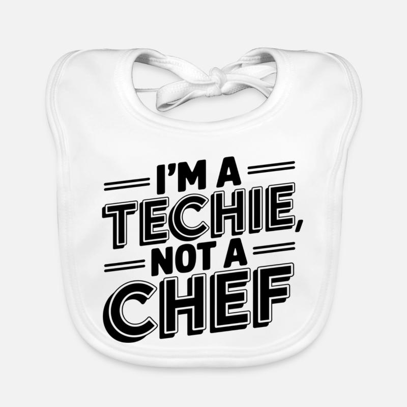Techie, Pas de Cuisinier, Nerd, Geek, Technicien, Technicien IT Bavoir bio Bébé