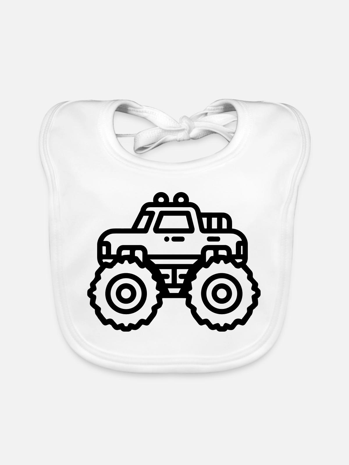 Monstertruck - Baby Bio-Lätzchen - Weiß - Vorne