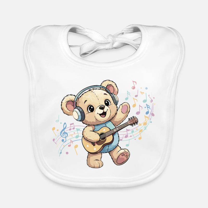 Cuddly Bear avec groove de guitare Bavoir bio Bébé