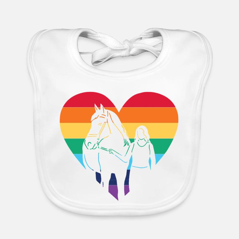 Regenbogenherz Reiter mit Pferd / CSD Motiv Baby Bio-Lätzchen