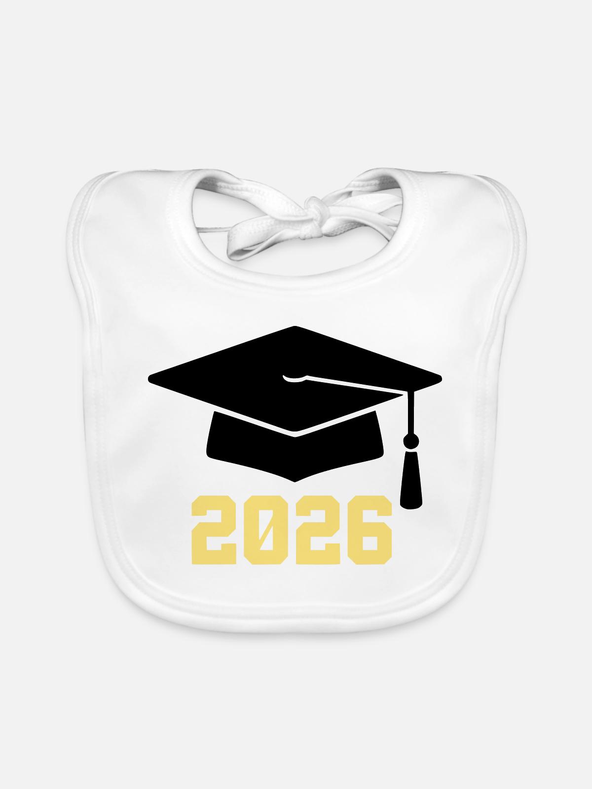 Absolvent 2026 Bachelor Hut - Baby Bio-Lätzchen - Weiß - Vorne