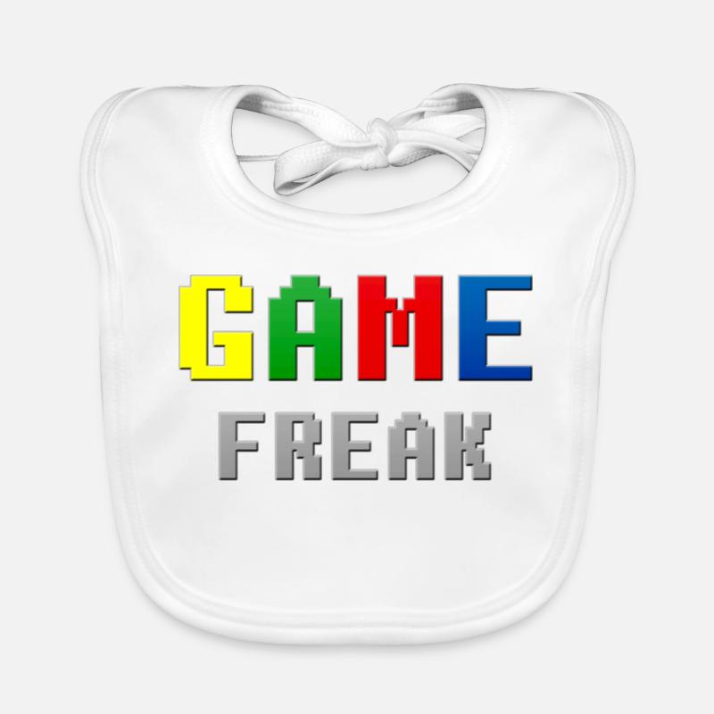Retro Pixel Game Freak Theme Organic Baby Bibs