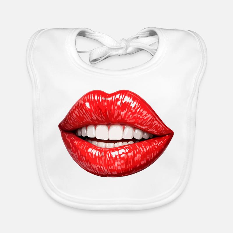 Bright Red Lips Smile Organic Baby Bibs