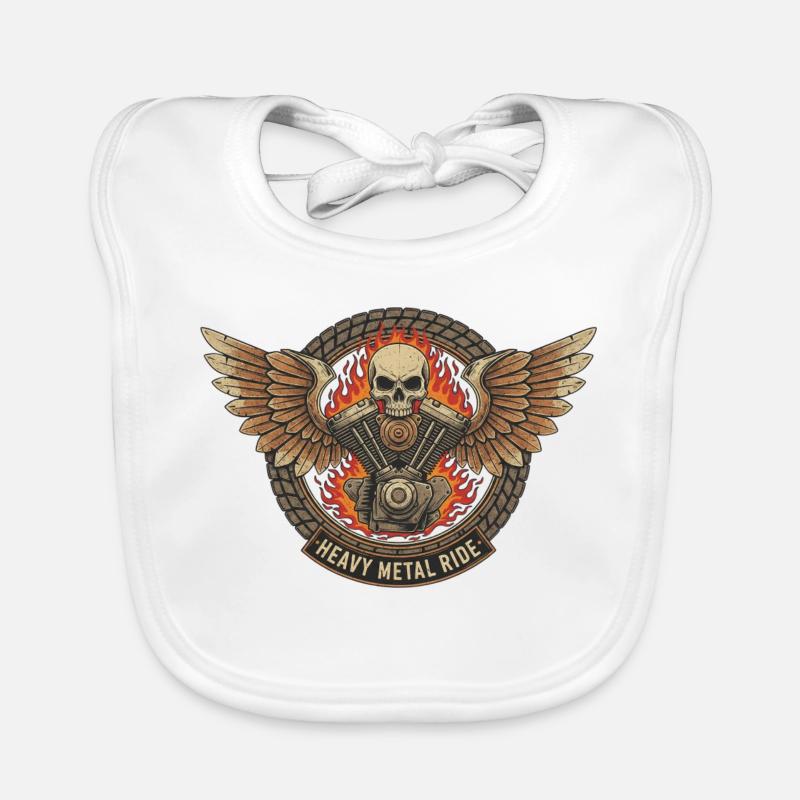 Motorcycle Biker V-Twin Motor Skull Skull Rocker Organic Baby Bibs
