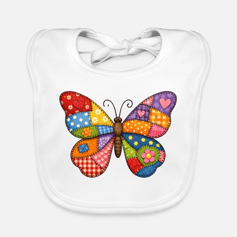 Patchwork Butterfly  Organic Baby Bibs