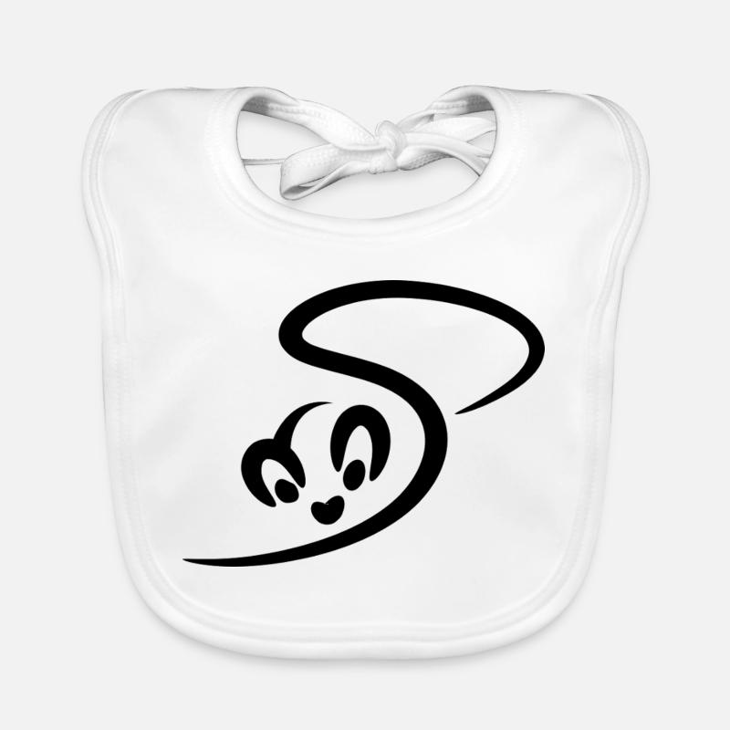 Beautiful stylized white stoat Organic Baby Bibs
