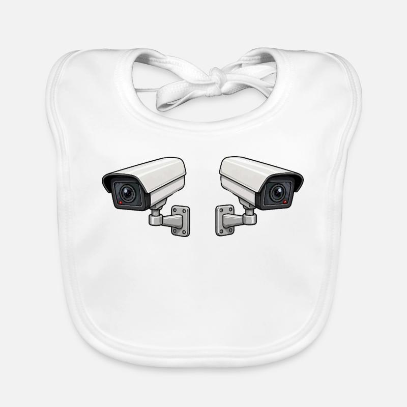 Dual Camera Surveillance Art Organic Baby Bibs