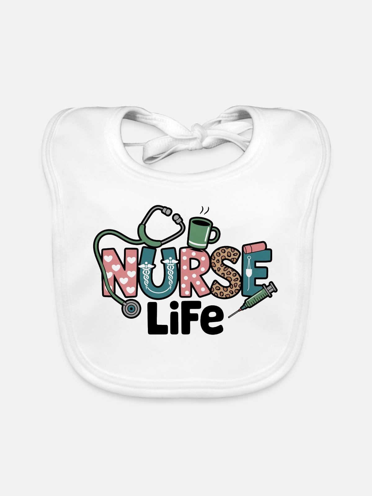 Krankenschwester Life Geschenk Geschenkidee - Baby Bio-Lätzchen - Weiß - Vorne