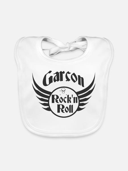 Boy Rock and Roll Skull Wings - Baby Bio-Lätzchen - Weiß - Vorne