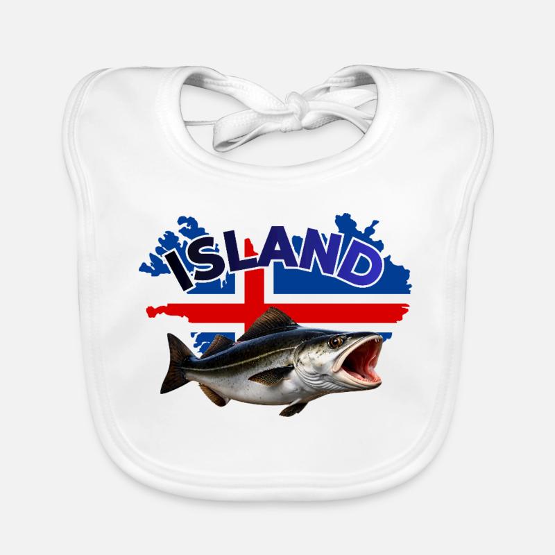 Pêche au charbon en Islande - Pêche à la canne Bavoir bio Bébé