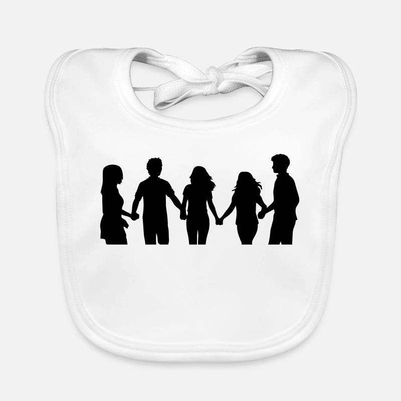 People Group Silhouette Friends Team Together Organic Baby Bibs