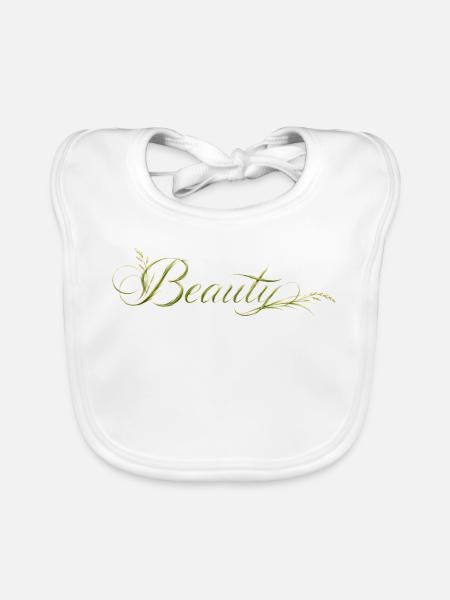 Beauty Lettering Nature Design - Organic Baby Bibs - white - Front