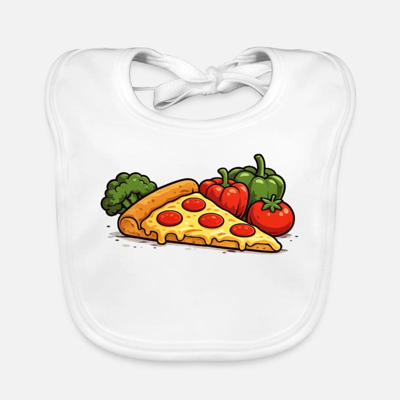 La pizza est mon légume - Un design de restauration rapide amusant - Bavoir bio Bébé - blanc