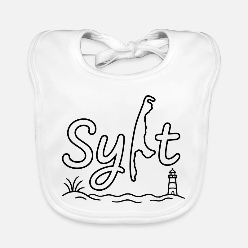 Sylt Island Outline Organic Baby Bibs