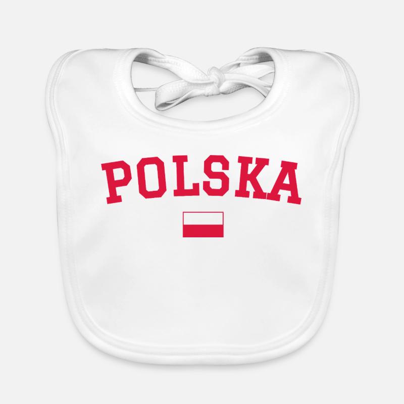 Polen Flagge Design Rot - Baby Bio-Lätzchen - Weiß