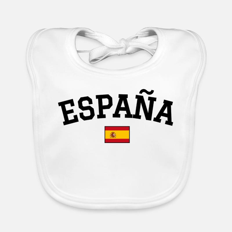 Drapeau espagnol Noir - Bavoir bio Bébé - blanc