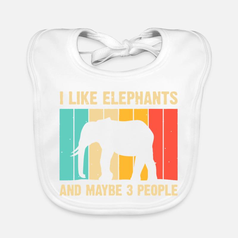 Elephant Silhouette on Rainbow Stripes Organic Baby Bibs