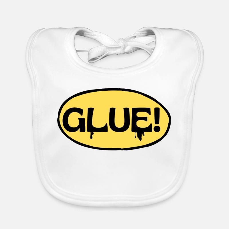 Glue! Gelbes Klebe-Logo Baby Bio-Lätzchen
