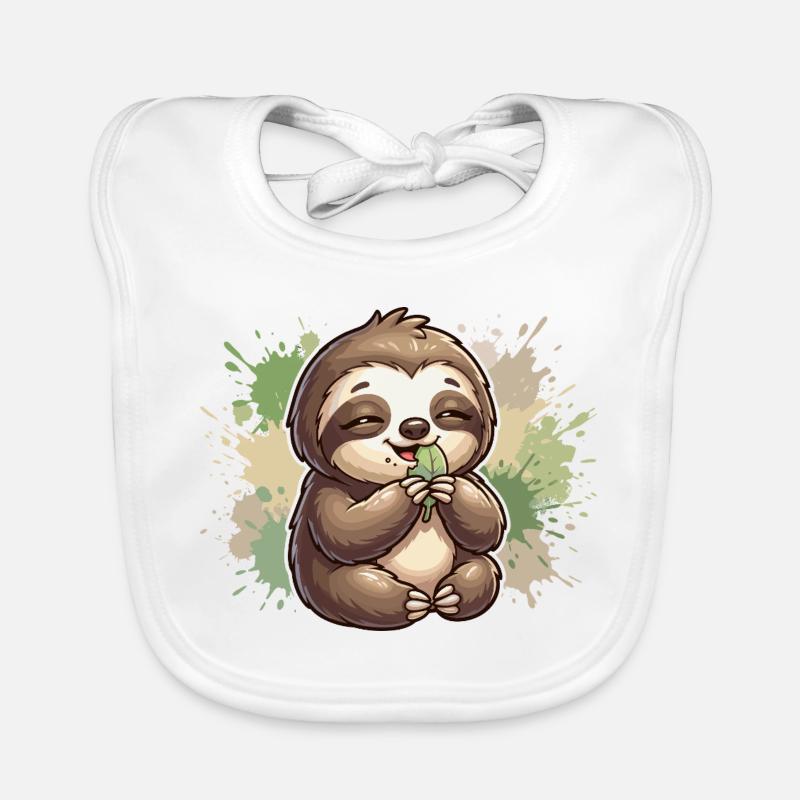 Sloth with leaf cuddles Organic Baby Bibs