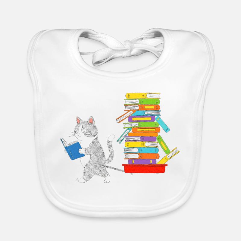 Reading kitten pulls book trolley Organic Baby Bibs