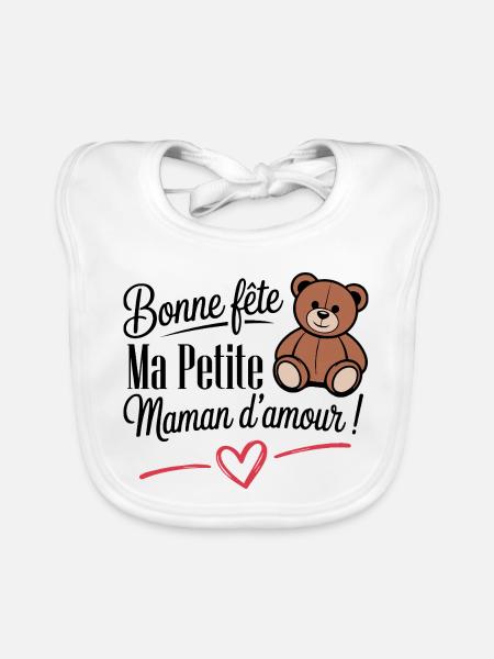 Bonne fête des mères maman - Bavoir bio Bébé - blanc - Devant
