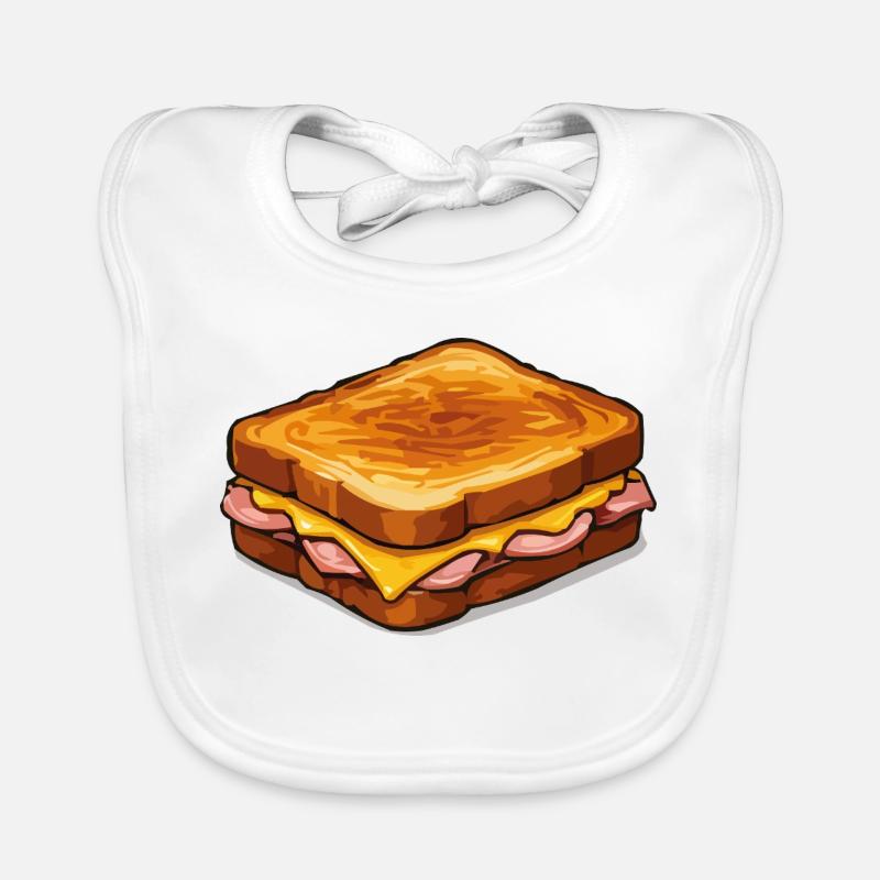 Cheese Sandwich Pop Art Illustration Organic Baby Bibs
