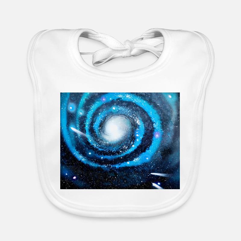 Galaxie bleue - Bavoir bio Bébé - blanc