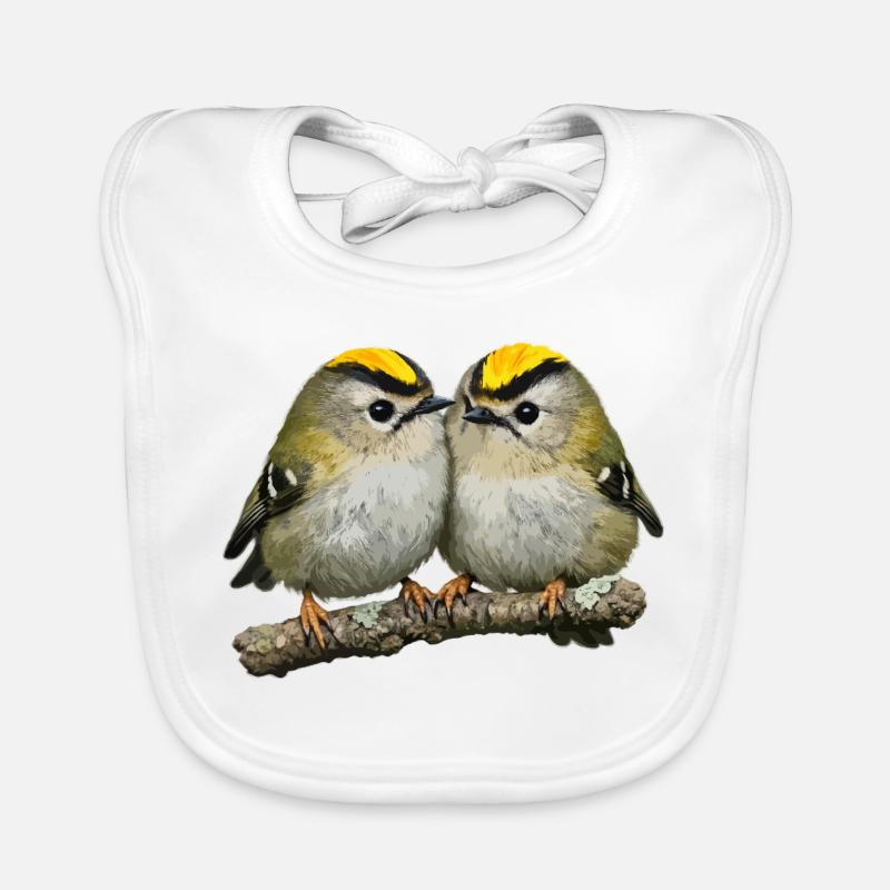 Duo de Firecrests sur Branch Bavoir bio Bébé